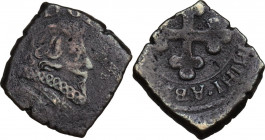Carlo Emanuele I (1580-1630). Grossetto III tipo, data e zecca illeggibili. MIR (Savoia) 673; Sim. 78; Biaggi 566. MI. 1.03 g. 12.50 mm. qBB.