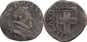 Carlo Emanuele I (1580-1630). Forte IV tipo 15(??), Chambery. MIR (Savoia) 688; Sim. 93; Biaggi 581. MI. 1.45 g. 20.00 mm. MB.