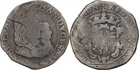 Carlo Emanuele II sotto la reggenza della madre (1638-1648). Mezza lira V tipo, data illeggibile, Torino. MIR (Savoia) 758; Sim. 20; Biaggi 634. MI. 7...