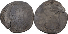 Carlo Emanuele II Duca (1648-1675). 5 soldi I tipo 1664, Torino. MIR (Savoia) 823a; Sim. 39; Biaggi 696a. MI. 4.20 g. 26.50 mm. MB.