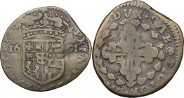 Vittorio Amedeo II (1680-1713). 2 soldi e mezzo 1691. MIR (Savoia) 872a; Sim. 34; Biaggi 744a. MI. 2.56 g. 21.00 mm. qBB.