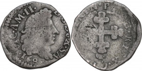 Vittorio Amedeo II (1680-1713). Mezzo Soldo 1688, Torino. MIR (Savoia) 874a; Sim. 38/1; Biaggi 746. MI. 1.24 g. 15.00 mm. RRR. Molto raro qBB.