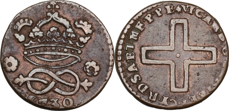 Vittorio Amedeo II Re di Sardegna (1718-1730). 2 denari II tipo 1730, Torino. MI...