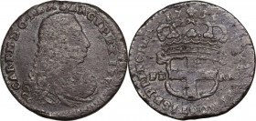 Carlo Emanuele III primo periodo (1730-1755). 2,6 soldi I tipo 1735, Torino. MIR (Savoia) 937c; Sim. 24; Biaggi 802b. MI. 3.40 g. 21.00 mm. qBB.
