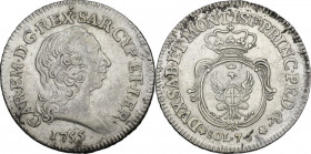 Carlo Emanuele III secondo periodo (1755-1773). 7,6 soldi 1755, Torino. MIR (Savoia) 950a; Sim. 37; Biaggi 815a. MI. 4.66 g. 26.00 mm. BB+.
