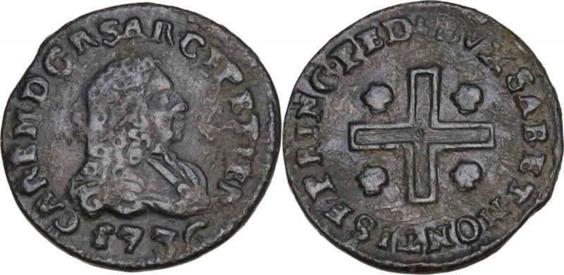 Carlo Emanuele III (1730-1773). Monetazione per la Sardegna. Mezzo cagliarese ve...