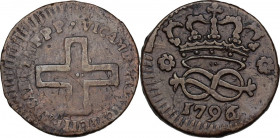 Vittorio Amedeo III (1773-1796). 2 denari 1796, 6 ribattuto su 2, Torino. MIR (Savoia) 998v; Sim. 20; Biaggi 859q. CU. 1.78 g. 16.00 mm. BB+.