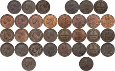 Vittorio Emanuele III (1900-1943). Lotto di sedici (16) monete da 2 centesimi: 1898, 1900, 1903, 1908, 1909 (2), 1911, 1912, 1914 (2), 1915 (2), 1916 ...