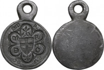 Amedeo VIII (1383-1451), Conte e Duca di Savoia, ultimo Antipapa. Sigillo in piombo con anello portativo. PB. 54.87 g. 42.50 mm. Di epoca successiva. ...