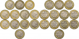 Lotto di dodici (12) monete bimetalliche da 1000 lire 1997. 6 esemplari sono di I tipo mentre 6 esemplari sono di II tipo (recante la Germania divisa ...