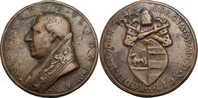 Alessandro VI (1492-1503), Rodrigo de Borja. Medaglia di restituzione 1492 (1664...