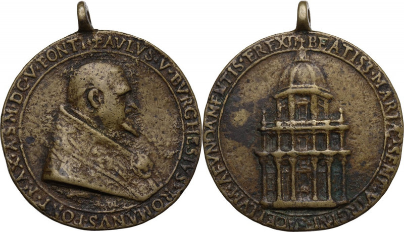 Paolo V (1605-1621), Camillo Borghese di Roma. Medaglia 1605 per la posa della p...