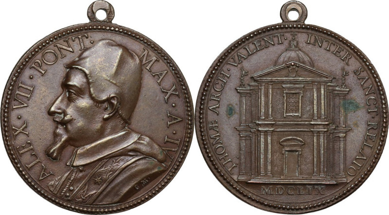 Alessandro VII (1655-1667), Fabio Chigi. Medaglia A. IV. D/ ALEX VII PONT MAX A ...