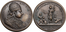 Benedetto XIV (1740-1758), Prospero Lambertini. Medaglia annuale, A. V. D/ BENEDIC XIV PON M A V. Busto a destra con triregno e piviale; sotto, OT. HA...