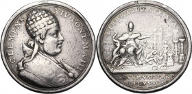 Clemente XIV (1769-1774), Gian Vincenzo Ganganelli. Medaglia annuale, A. III. D/ CLEMENS XIV PONT M. A. III. Busto a destra con triregno e piviale. R/...