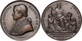 Pio IX (1846-1878), Giovanni Mastai Ferretti. Medaglia A. IX. D/ PIVS IX PONTIFEX MAXIMVS AN. IX. Busto a sinistra con berrettino, mozzetta e stola. R...