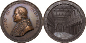 Pio IX (1846-1878), Giovanni Mastai Ferretti. Medaglia MM per la ricostuzione della Basilica di San Paolo, 1854. D/ PIVS IX PONT MAX Busto a sinistra ...