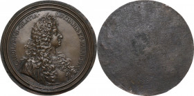 Carlo V di Lorena (1643-1690). Medaglia unifacie con bordo modanato (1686). D/ CAROLVS V D GRATIA LOTHARIN ET BARRI DVX. Busto a destra in armatura an...