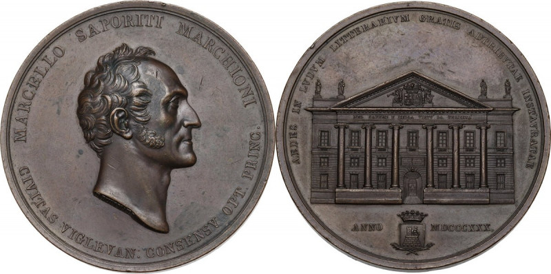 Marcello Saporiti Marchioni (1775-1855), marchese. Medaglia 1830. D/ MARCELLO SA...