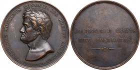 Francesco Mondino (1786-1844), medico. Medaglia 1847. D/ FRANCISCVS MONDINVS BONONIENSIS DOCTOR ANATOMES. MDCCCXLVII. Busto a sinistra; sotto il tagli...
