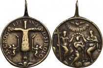 Medaglia devozionale con la raffigurazione del SS. Crocifisso di Sirolo, XVIII sec. AE. 32.00 mm. Appiccagnolo. BB.