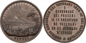 Medaglia per il comizio dei veterani a Napoli, 1848-49. AE. 37.50 mm. Opus: Olivieri. In deliziosa scatolina originale. FDC.