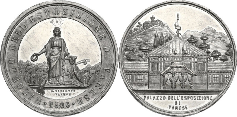 Medaglia 1886 a ricordo dell'Esposizione di Varese. MB. 46.00 mm. Opus: R. Basse...