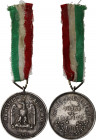 Municipio di Palermo. Medaglia al merito Scuole elementari, 1887 sul modello della Medaglia dei Mille. AG. 32.50 mm. R. Nastrino originale. BB.