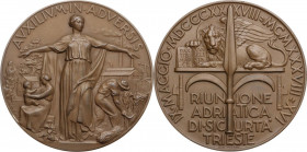Medaglia A. XVI, 1938 per il centesimo anniversario della RAS (Riunione Adriatica di Sicurtà). AE. 57.00 mm. Opus: A. Mistruzzi. In scatolina original...