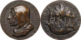 Girolamo Savonarola (1452-1498). Medaglia commemorativa, 1950. AE. 86.50 mm. Opus: G. Cipriani. SPL.