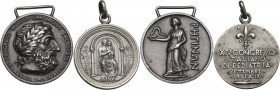 Lotto di due medaglie a tema medico: Congresso Medico Chirurgico Calabrese 1933 e XIV Congresso Italiano di Pediatria 1951. AG.