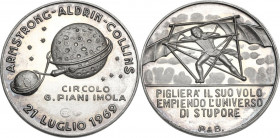 Medaglia 1969, Circolo G. Piani di Imola per l'allunaggio. AG. 26.50 mm. FDC.