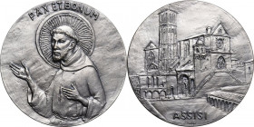 Medaglia per la Basilica di San Francesco ad Assisi, seconda metà el XX sec. AE argentato. 80.00 mm. Opus: E. Manfrini. FDC.
