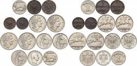 Albania. Lot of fourteen (14) coins: franga 1937, lek 1926 R (2), 1930 V, 1931 L, 1/2 lek 1926 R (2), 1931 L, 1/4 lek 1927 R, 2 quanidar 1935 (2), qui...
