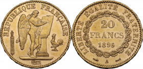France. Third republic (1870-1940). 20 Francs 1895 A, Paris mint. Gad. 1063; Fried. 592. AV. 21.00 mm. Good VF/About EF.