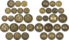 France. Chambre de Commerce. Lot of eighteen (18) coins: bon pour 2 francs (4), bon pour franc (6), bon pour 50 centimes (8). Brass.