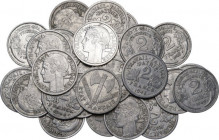 France. Republic. Lot of twenty-seven (27) 2 francs coins. AL. To be sorted
