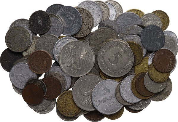 Germany. Lot of about one hundred (100) coins to be sorted. Some Hungaric issue ...