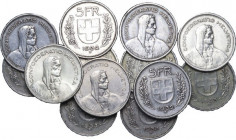 Switzerland. Confederation (1848- ). Lot of thirteen (13) 5 francs: 1932 (3), 1933 (6), 1935, 1954, 1965, 1979. AR/NI.