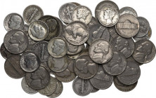 USA. Lot of sixty (60) coins: 29 5 cents and 31 dimes. AR and CU/NI.
