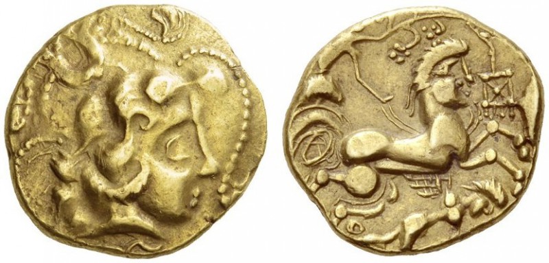 CELTIC, Northwest Gaul. Andecavi . 2nd century BC. Stater (Base gold, 19.5mm, 7....