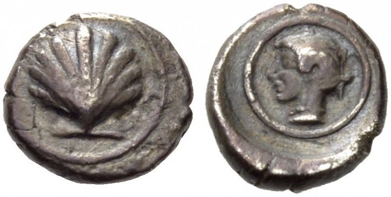 CALABRIA, Tarentum. Circa 470-465 BC. Litra (Silver, 9mm, 0.92 g 9). Scallop she...