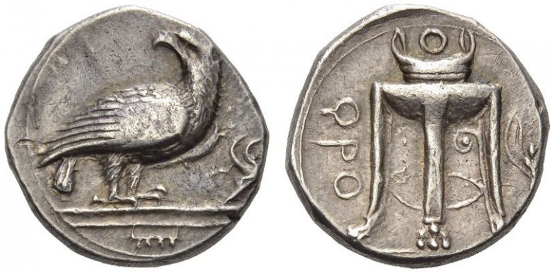 BRUTTIUM, Kroton. Circa 425-350 BC. Stater (Silver, 21mm, 7.99 g 1). Eagle, with...