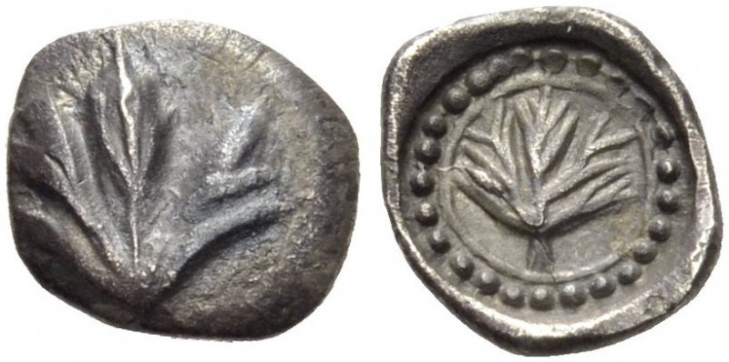 SICILY, Selinos. Circa 515-480/70 BC. Obol (Silver, 9mm, 0.63 g 3). Leaf of wild...