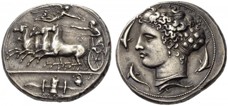 SICILY, Syracuse. Dionysios I, 405-367 BC. Dekadrachm (Silver, 37mm, 43.51 g 7),...