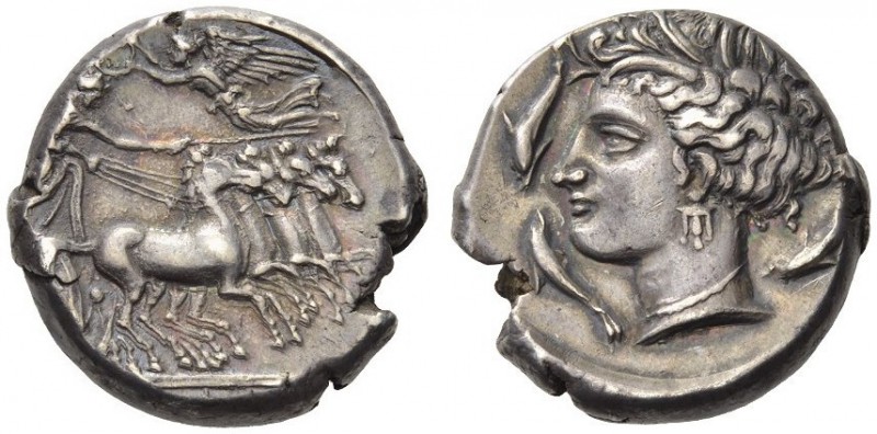 SICILY, RSMLQRT. Circa 340-320 BC. Tetradrachm (Silver, 23mm, 17.12 g 12), Kepha...