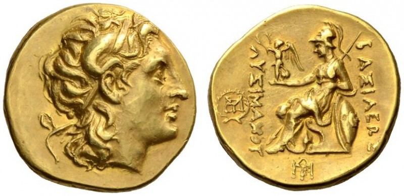 KINGS of THRACE. Lysimachos, 305-281 BC. Stater (Gold, 18mm, 8.55 g 7), Magnesia...