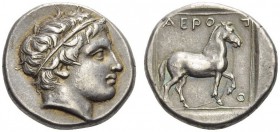 KINGS of MACEDON. Aeropos, 398/7-395/4 BC. Tetradrachm (Silver, 22mm, 10.49 g 10). Young male head to right wearing simple taenia. Rev. ΑΕΡΟ