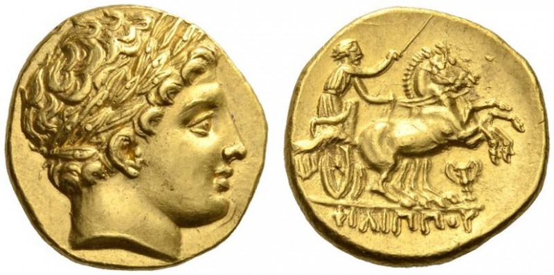 KINGS of MACEDON. Philip II, 359-336 BC. Stater (Gold, 18mm, 8.61 g 6), struck u...