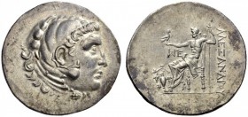 KINGS of MACEDON. Alexander III ‘the Great’, 336-323 BC. Tetradrachm (Silver, 32mm, 16.82 g 1), Temnos, circa 188-170. Head of Herakles in lion skin h...